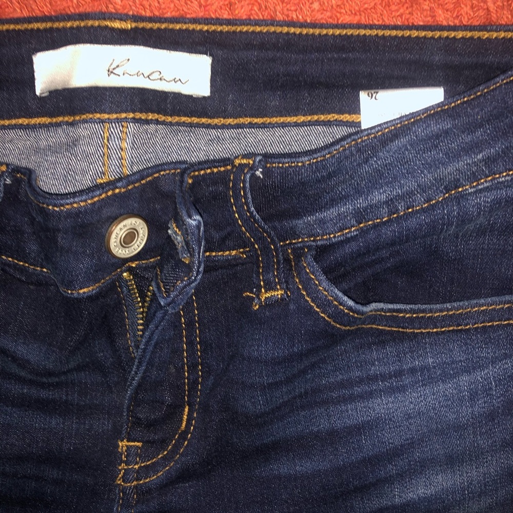 Kancan, size 26 dark wash denim skinny jeans.